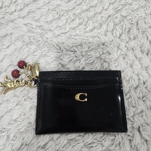 Coach Essential Card Case in Spazzolato Leather with Charms